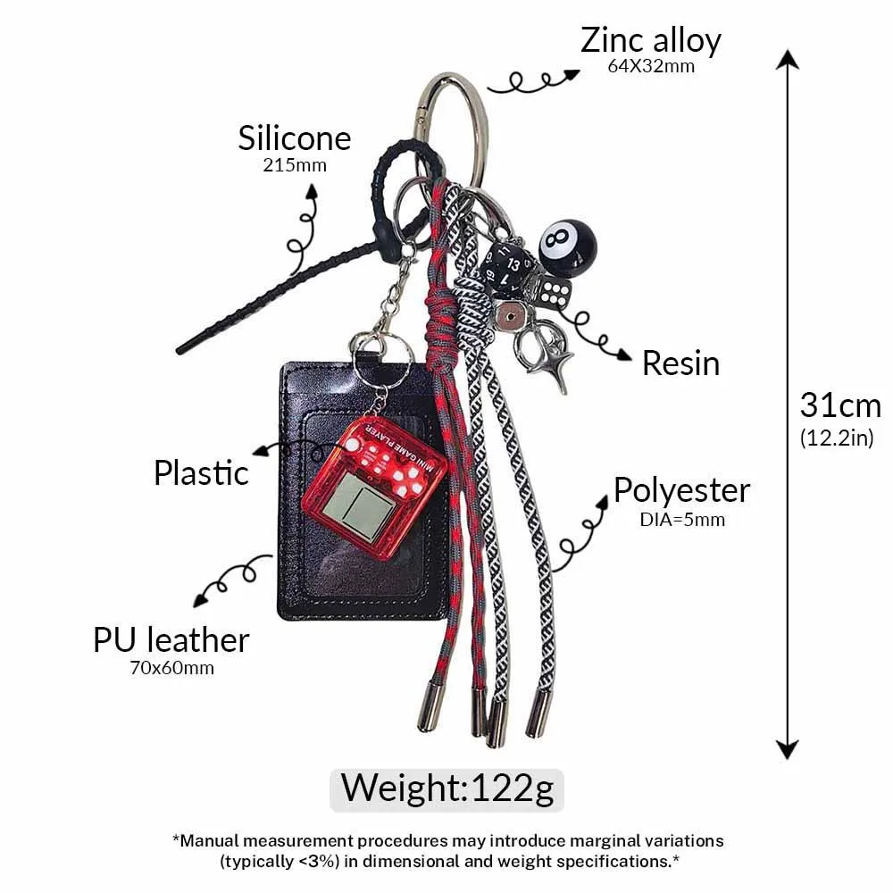 Black And Red 8-Digit Dice Keychain For Men And Women American Style Mixed Material Bag Pendant Game Machine Decoration display picture 1