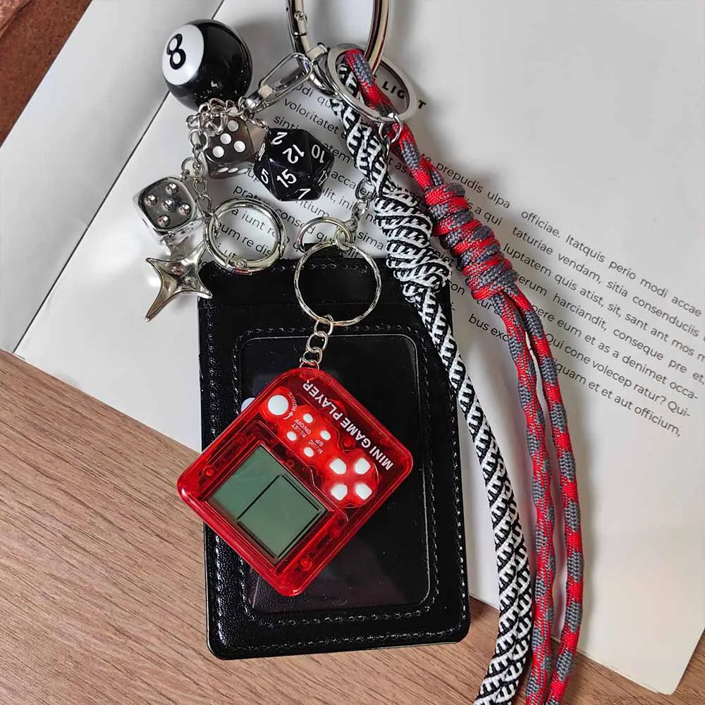 Black And Red 8-Digit Dice Keychain For Men And Women American Style Mixed Material Bag Pendant Game Machine Decoration display picture 5