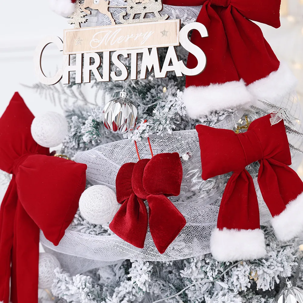 Christmas Decorative Large Velvet Butterfly Knot 3D Christmas Tree Hanging Ornament Festive Arrangement Props New Model display picture 5