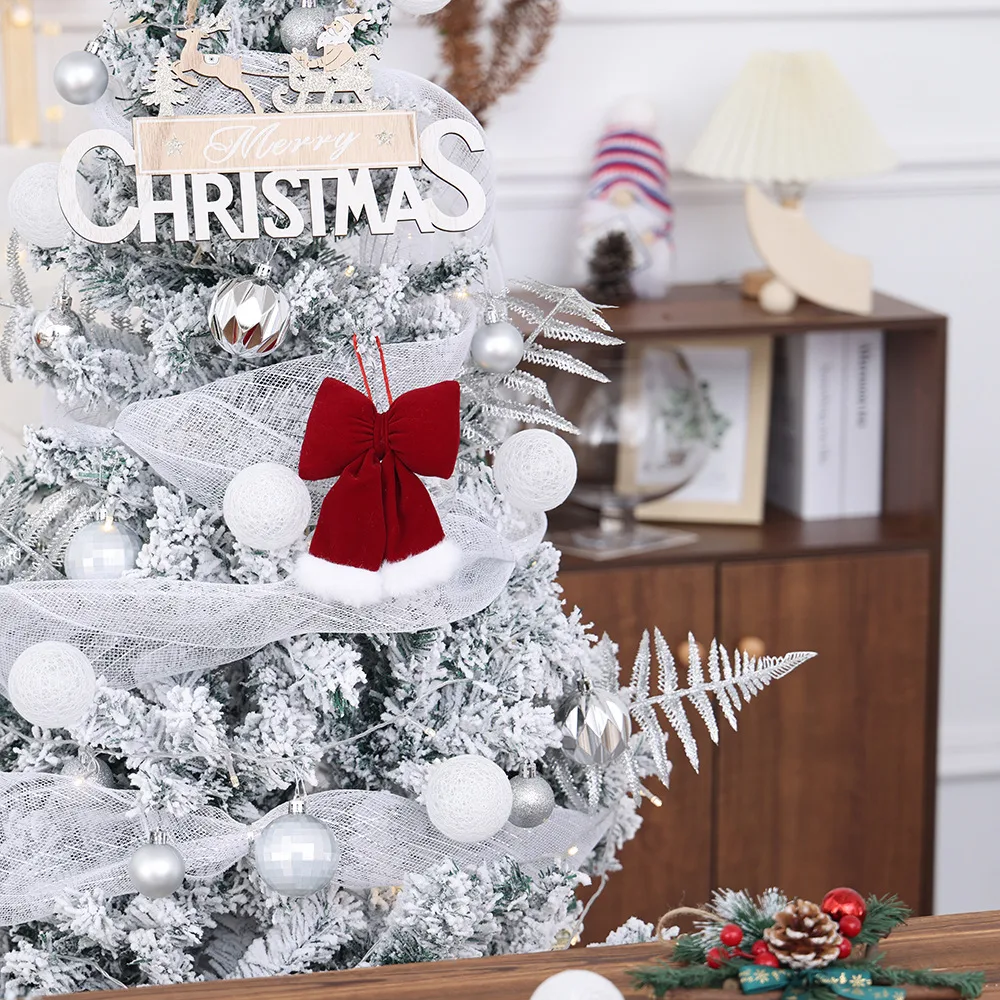 Christmas Decorative Large Velvet Butterfly Knot 3D Christmas Tree Hanging Ornament Festive Arrangement Props New Model display picture 9
