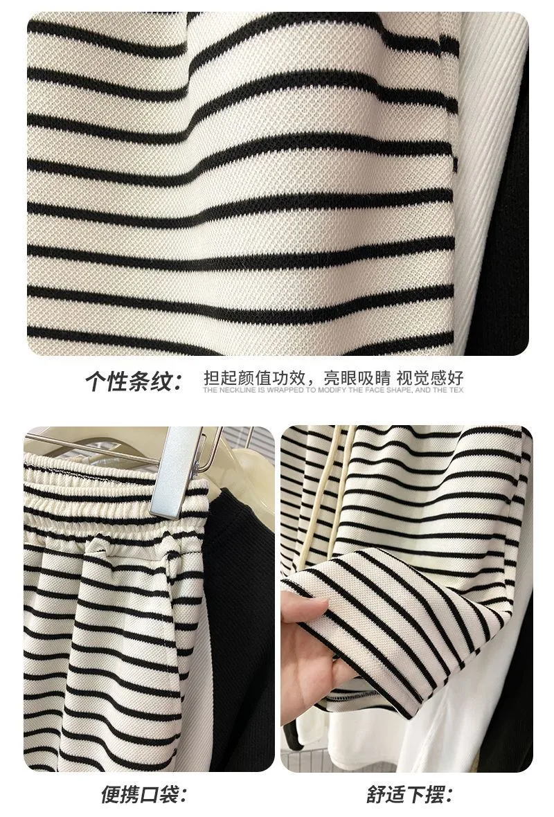 Summer Sport Style Loose High Waist Slimming Thin Striped Casual Wide Leg Versatile Striped Women's Shorts High Waist display picture 2