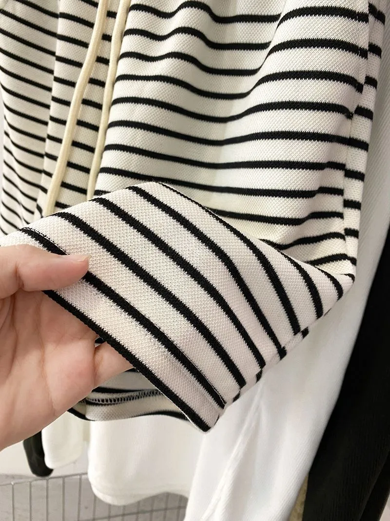 Summer Sport Style Loose High Waist Slimming Thin Striped Casual Wide Leg Versatile Striped Women's Shorts High Waist display picture 7