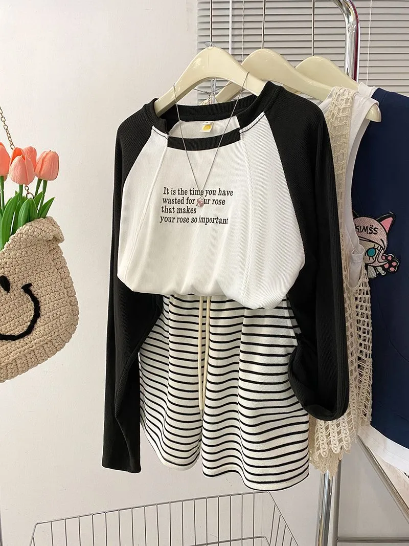 Summer Sport Style Loose High Waist Slimming Thin Striped Casual Wide Leg Versatile Striped Women's Shorts High Waist display picture 11