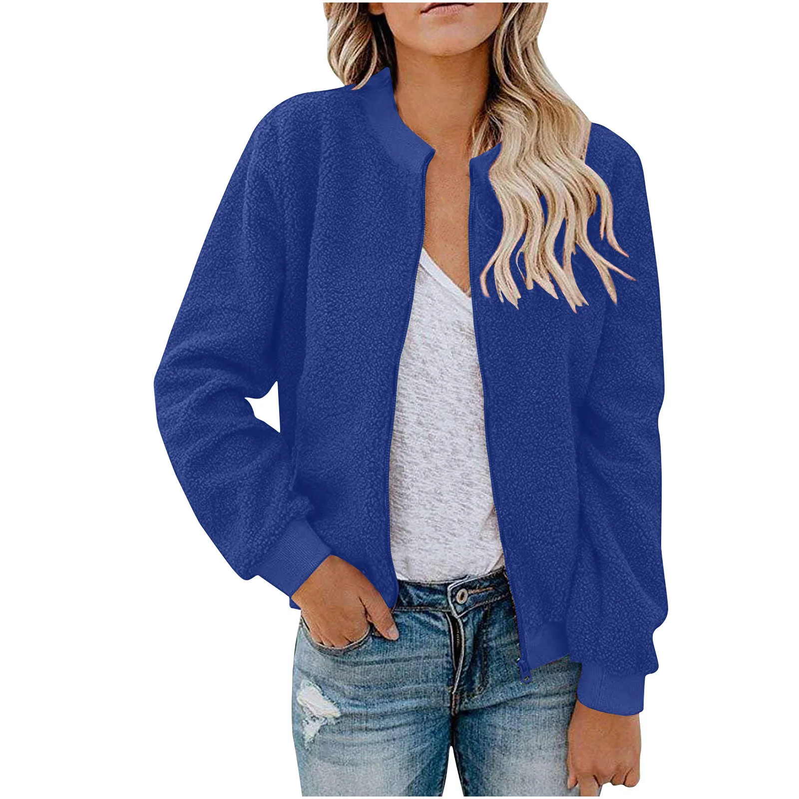 Women's Autumn Winter Lamb Velvet Zipper Jacket Top Outerwear Fashionable Cozy Sheepskin Coat For Ladies display picture 13