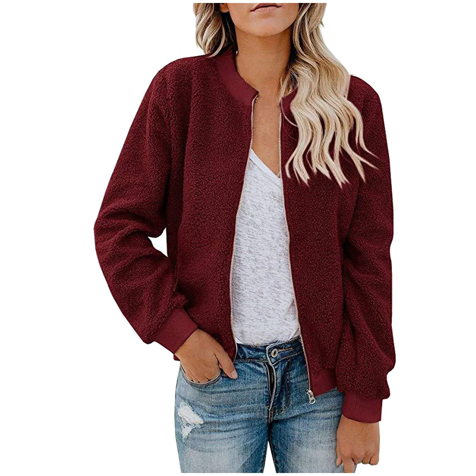 Women's Autumn Winter Lamb Velvet Zipper Jacket Top Outerwear Fashionable Cozy Sheepskin Coat For Ladies display picture 37