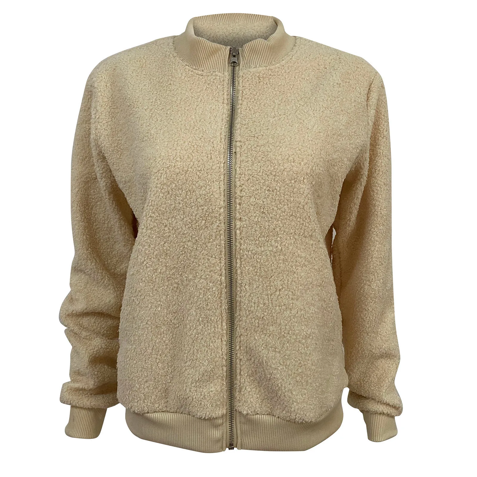 Women's Autumn Winter Lamb Velvet Zipper Jacket Top Outerwear Fashionable Cozy Sheepskin Coat For Ladies display picture 4