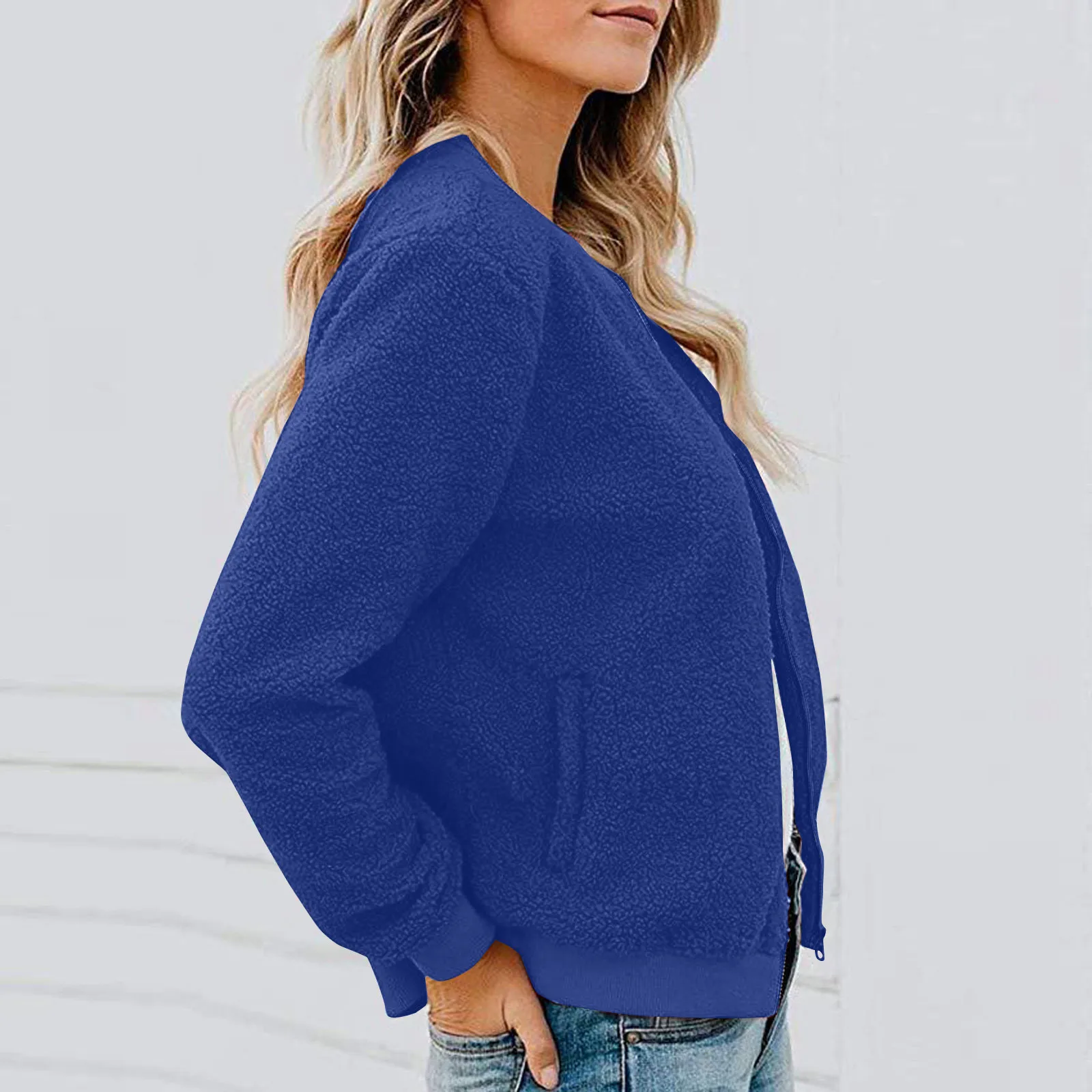 Women's Autumn Winter Lamb Velvet Zipper Jacket Top Outerwear Fashionable Cozy Sheepskin Coat For Ladies display picture 15