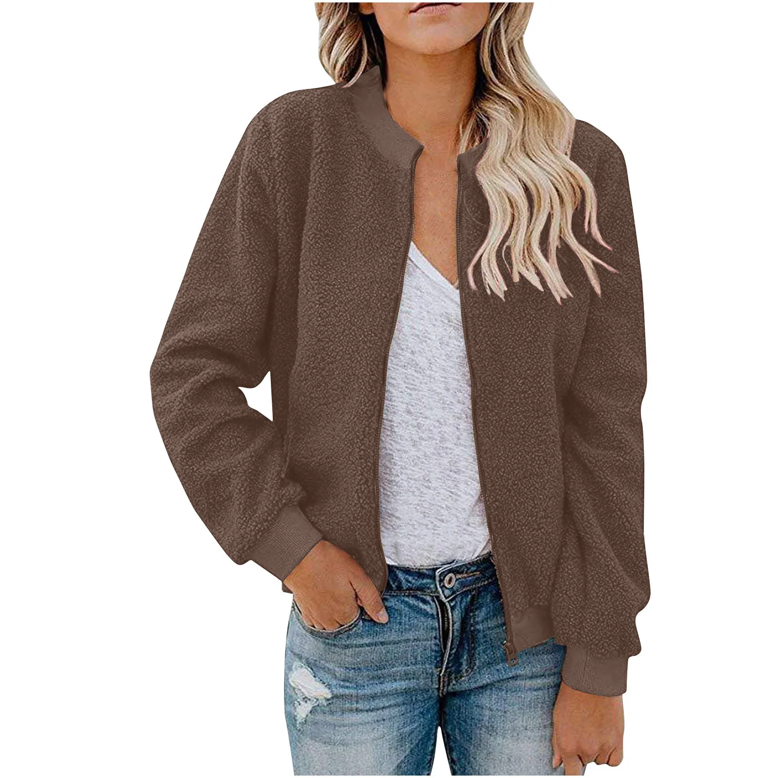 Women's Autumn Winter Lamb Velvet Zipper Jacket Top Outerwear Fashionable Cozy Sheepskin Coat For Ladies display picture 17