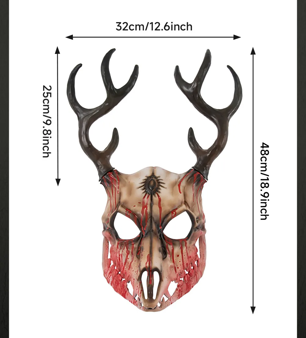 Removable RP Sheep Bone Deer Antler Mask Halloween Cosplay Accessory Alien Role Props Rubber Injection Molding Craft display picture 1