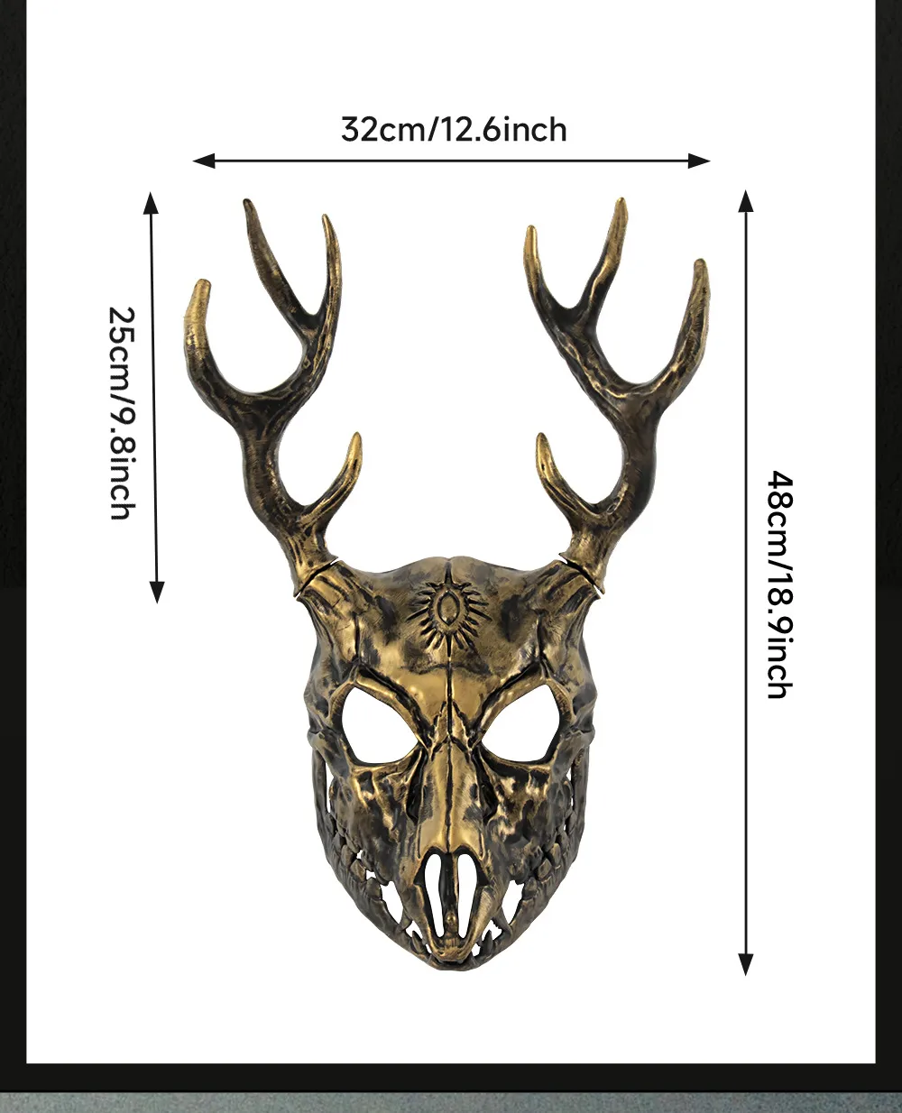 Removable RP Sheep Bone Deer Antler Mask Halloween Cosplay Accessory Alien Role Props Rubber Injection Molding Craft display picture 2