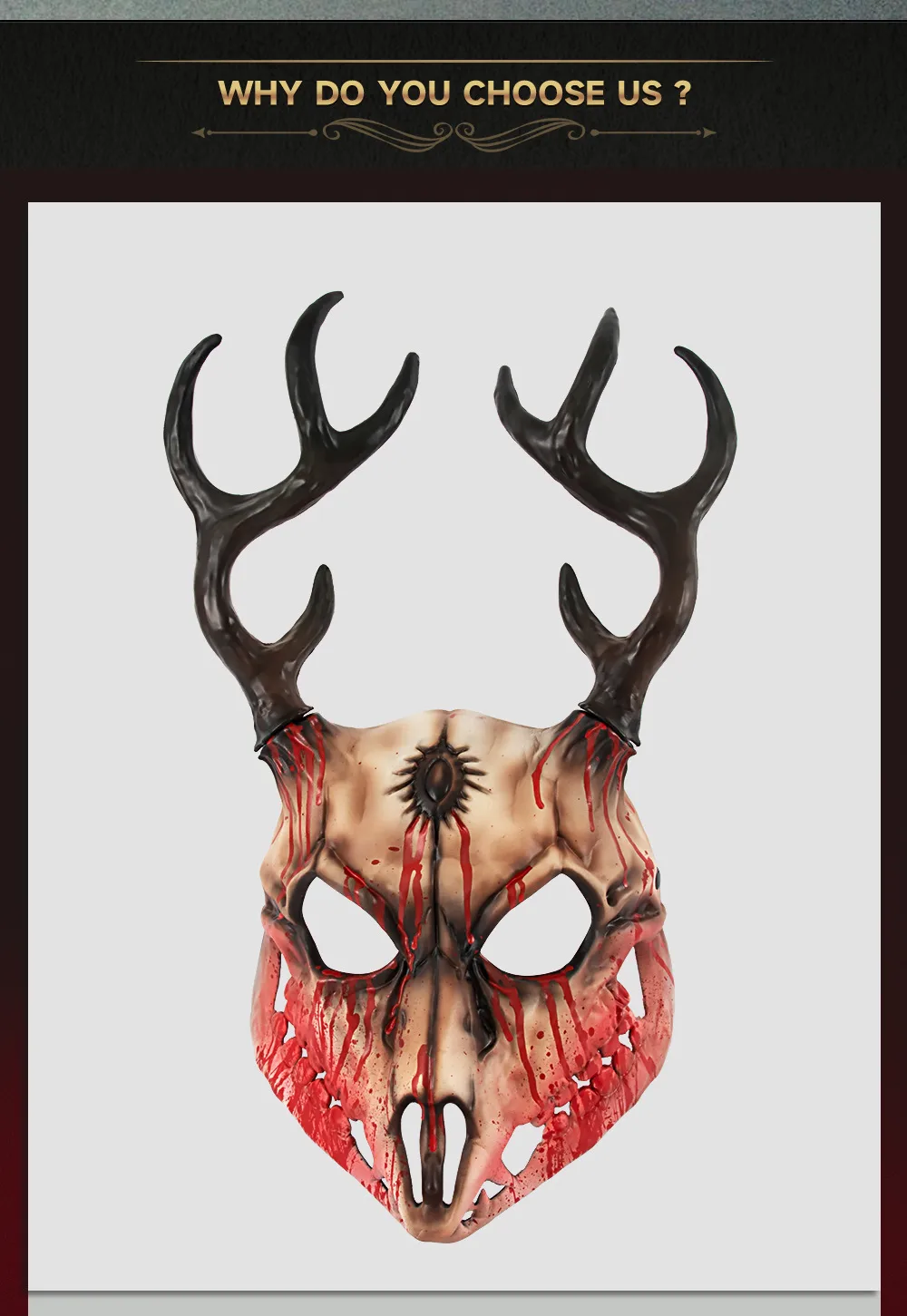 Removable RP Sheep Bone Deer Antler Mask Halloween Cosplay Accessory Alien Role Props Rubber Injection Molding Craft display picture 3
