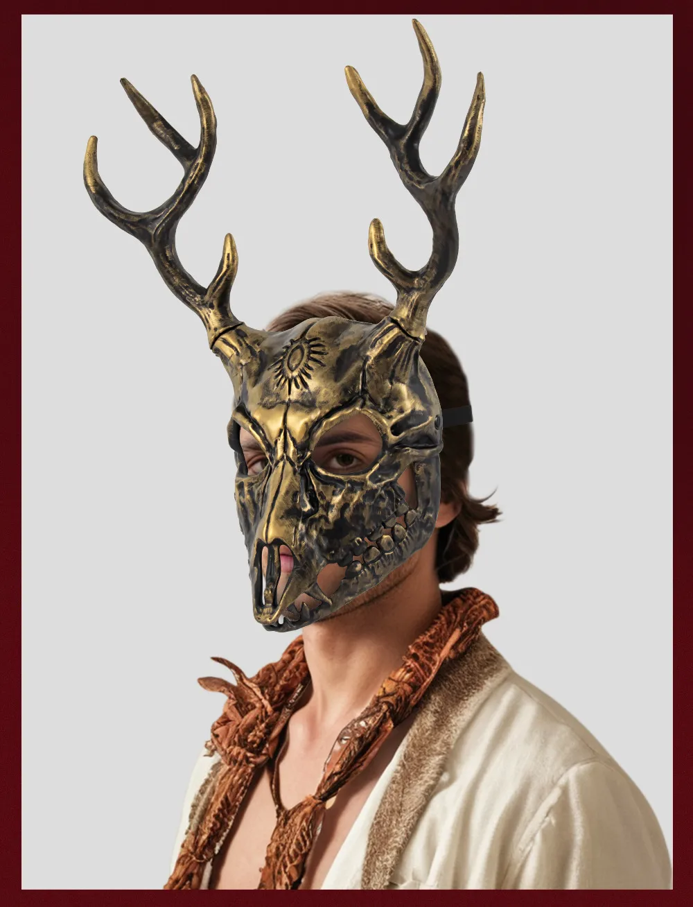 Removable RP Sheep Bone Deer Antler Mask Halloween Cosplay Accessory Alien Role Props Rubber Injection Molding Craft display picture 8