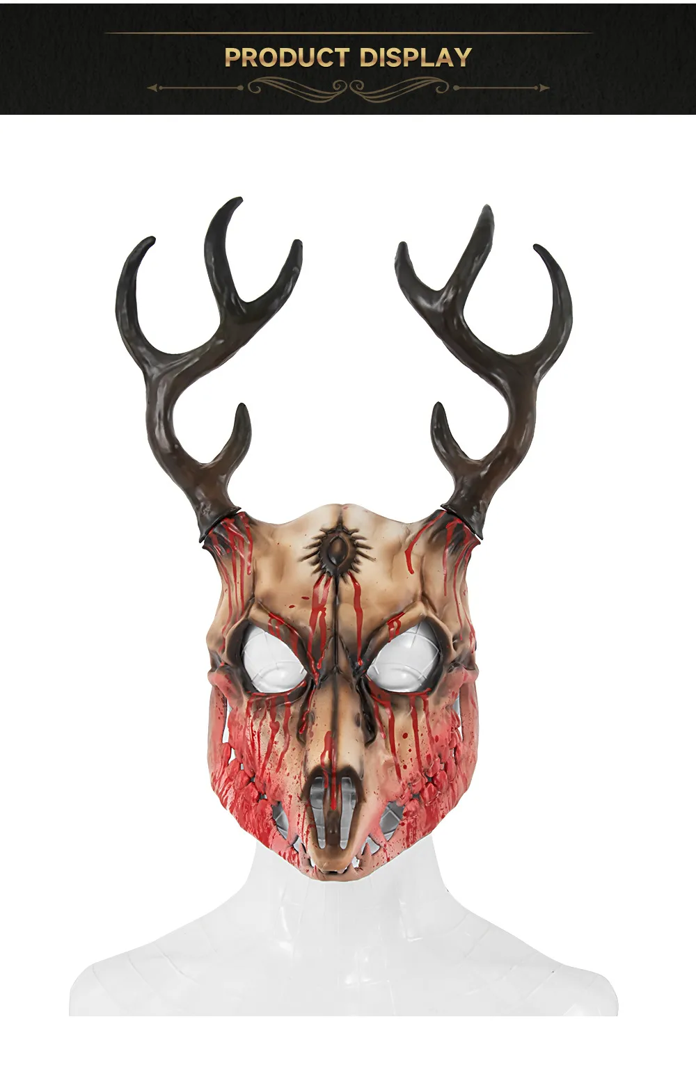 Removable RP Sheep Bone Deer Antler Mask Halloween Cosplay Accessory Alien Role Props Rubber Injection Molding Craft display picture 10
