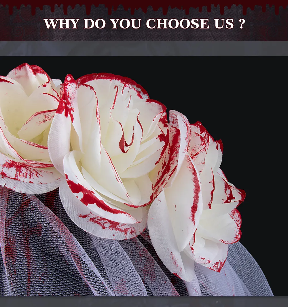 New Halloween Wedding Ghost Bride Blood Spattered Veil Hairpin Mask Festival Costume Accessories Party Props Handmade EVA display picture 5