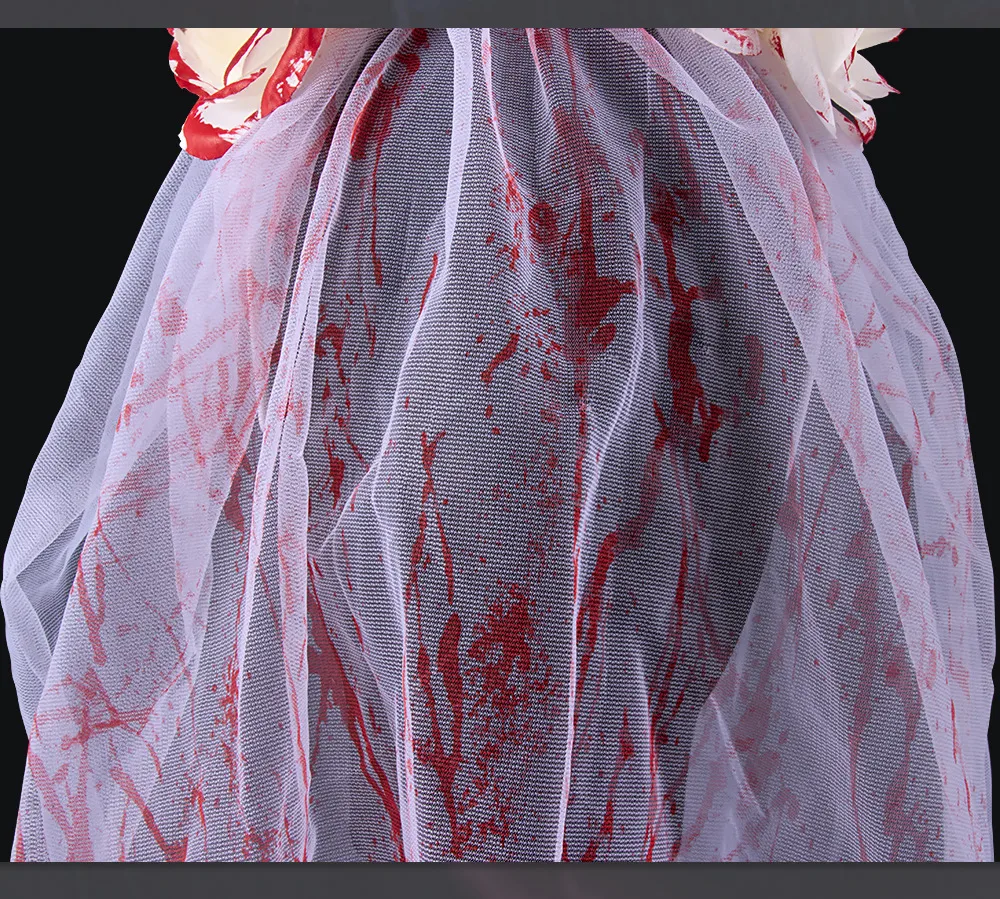 New Halloween Wedding Ghost Bride Blood Spattered Veil Hairpin Mask Festival Costume Accessories Party Props Handmade EVA display picture 7