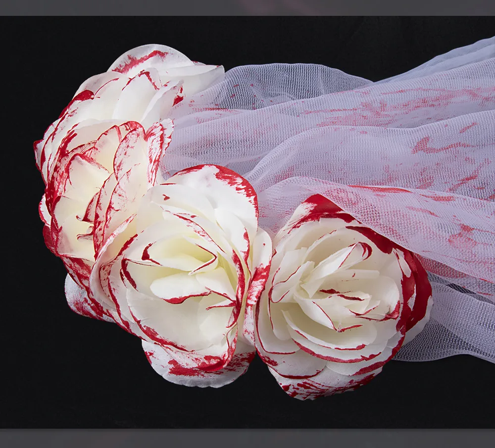 New Halloween Wedding Ghost Bride Blood Spattered Veil Hairpin Mask Festival Costume Accessories Party Props Handmade EVA display picture 8