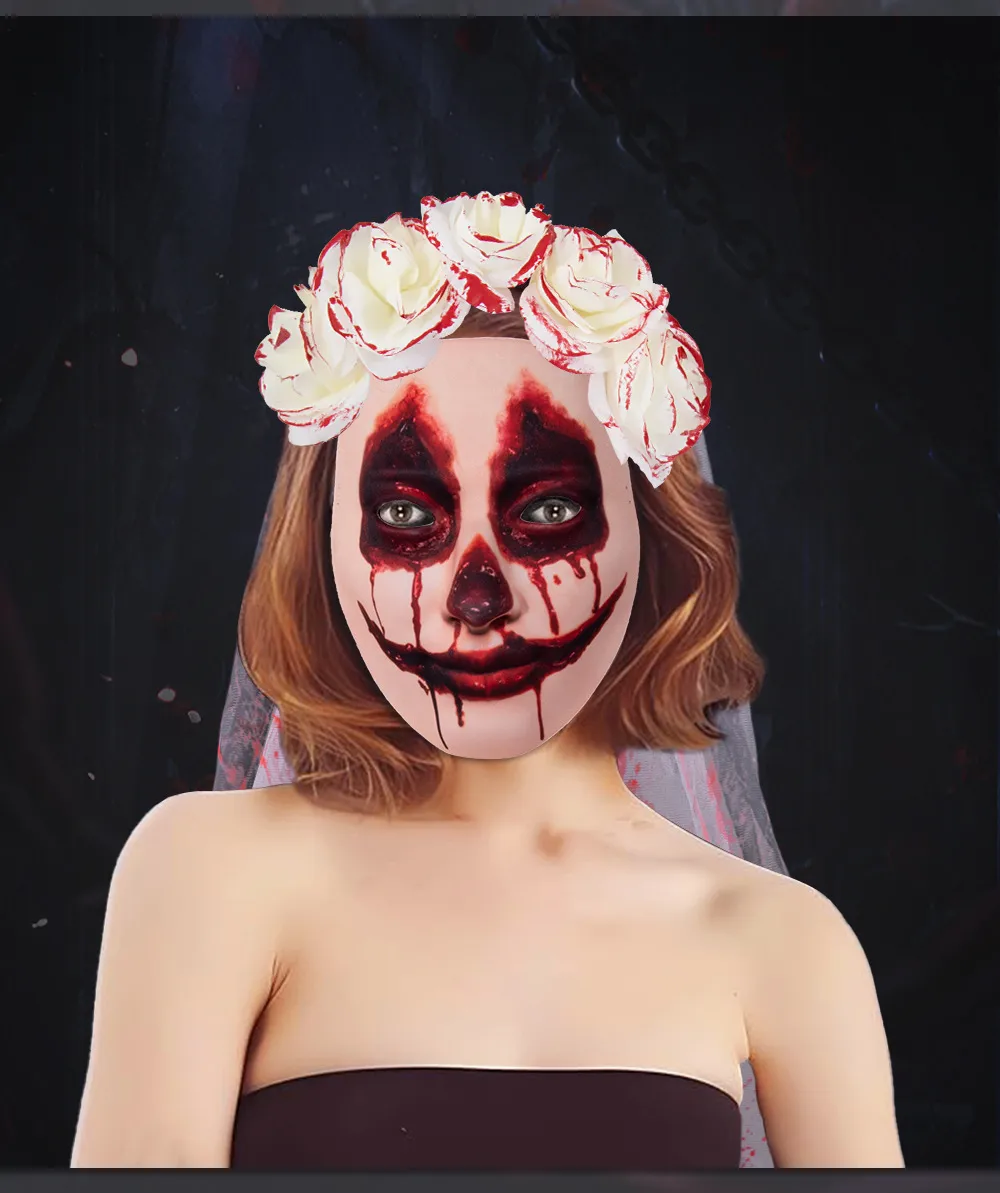 New Halloween Wedding Ghost Bride Blood Spattered Veil Hairpin Mask Festival Costume Accessories Party Props Handmade EVA display picture 14