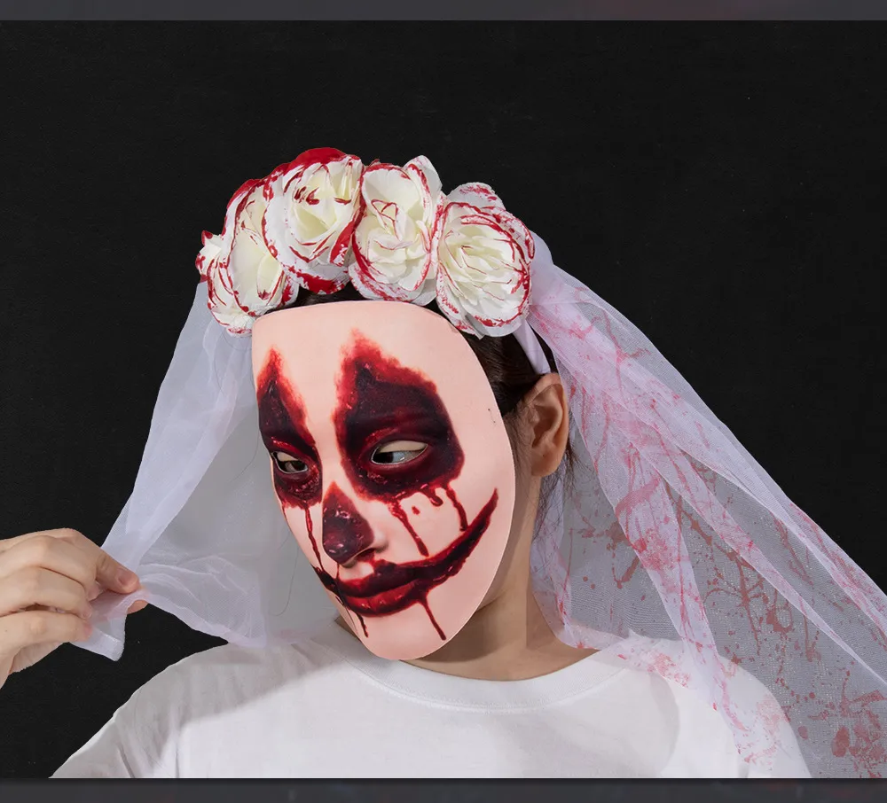 New Halloween Wedding Ghost Bride Blood Spattered Veil Hairpin Mask Festival Costume Accessories Party Props Handmade EVA display picture 15