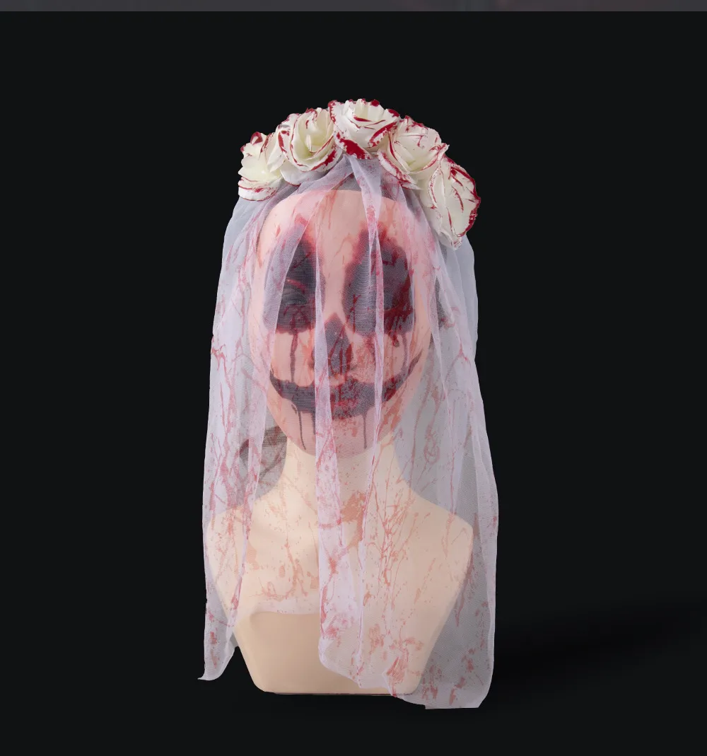 New Halloween Wedding Ghost Bride Blood Spattered Veil Hairpin Mask Festival Costume Accessories Party Props Handmade EVA display picture 22