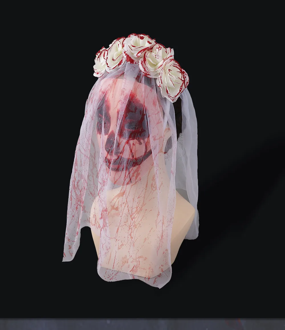 New Halloween Wedding Ghost Bride Blood Spattered Veil Hairpin Mask Festival Costume Accessories Party Props Handmade EVA display picture 23