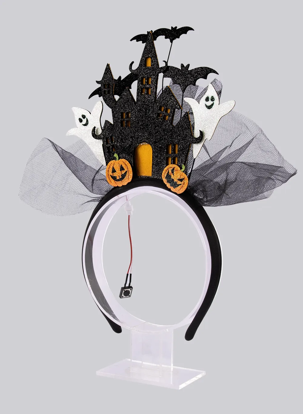 New Halloween Ghost Castle 3D White Electronic Glowing Headband Ghost Pumpkin Hair Accessory Costume Props Plastic Handmade display picture 10