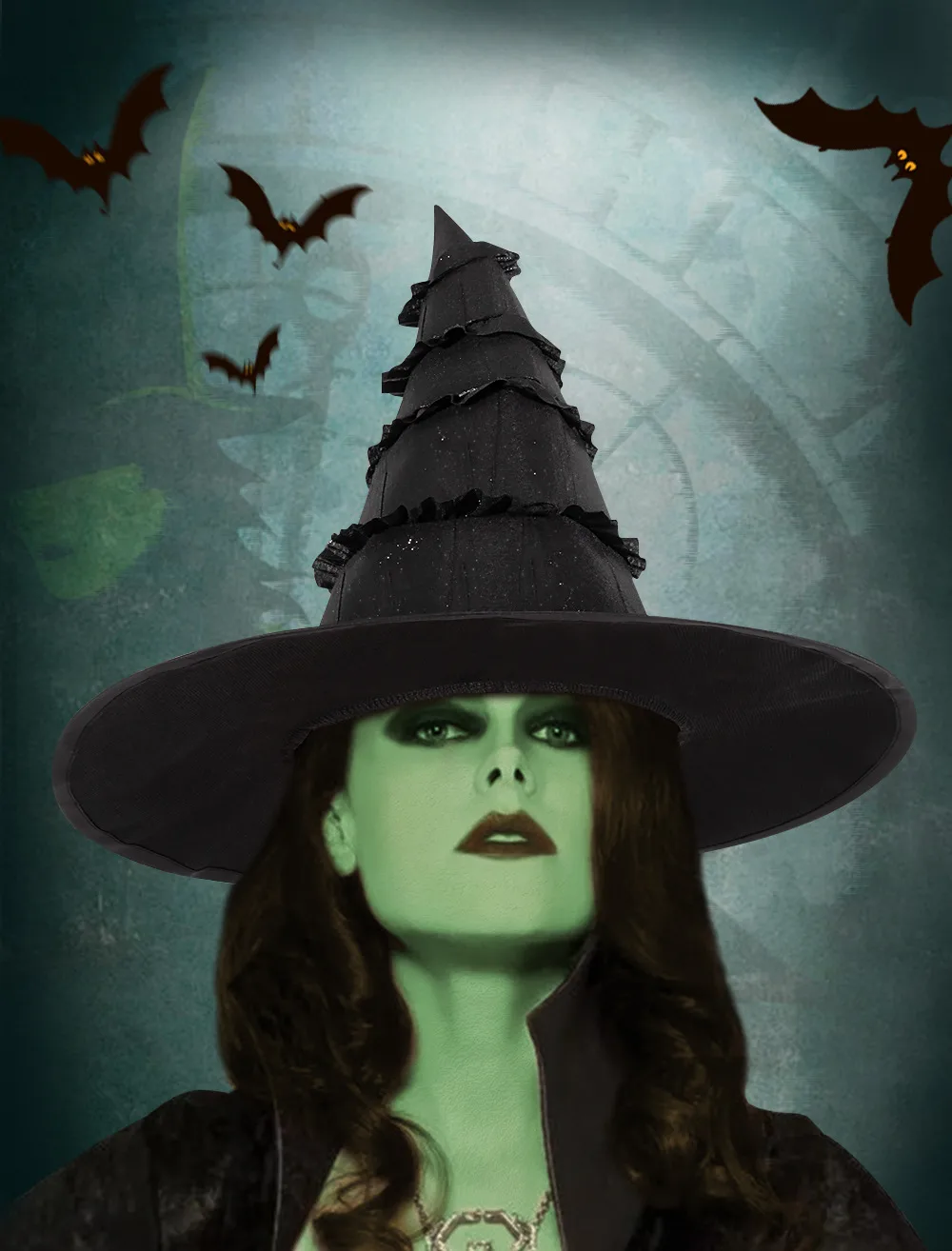 New Halloween Black Witch Hat Lace Trim Pleated Edge Personalized Dark Witch Cap Festival Costume Accessories Props Handmade display picture 1