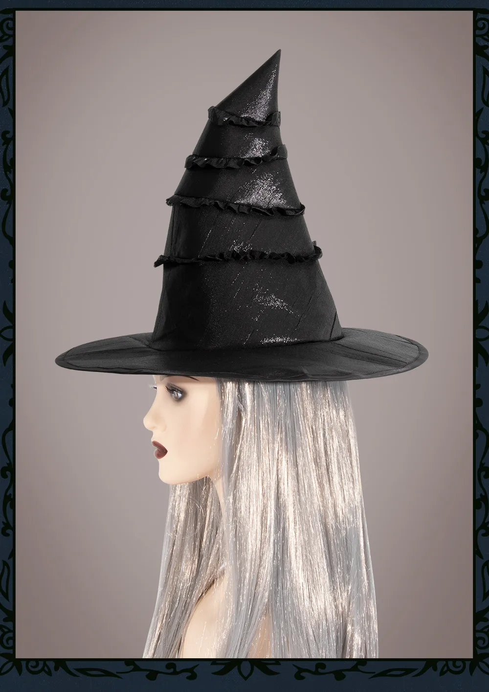 New Halloween Black Witch Hat Lace Trim Pleated Edge Personalized Dark Witch Cap Festival Costume Accessories Props Handmade display picture 13