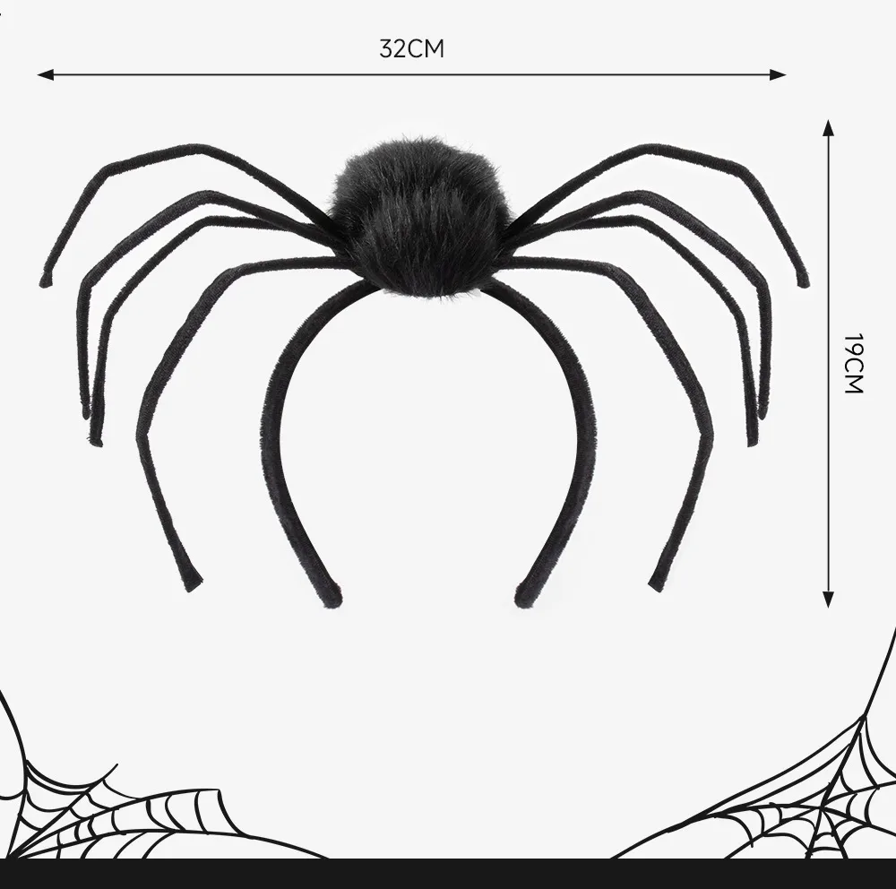 Halloween Headwear Spider Queen Costume Accessory Funny Hairband Velvet Material Festive Cosplay Item display picture 3
