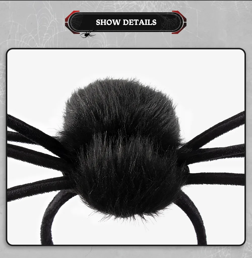 Halloween Headwear Spider Queen Costume Accessory Funny Hairband Velvet Material Festive Cosplay Item display picture 4