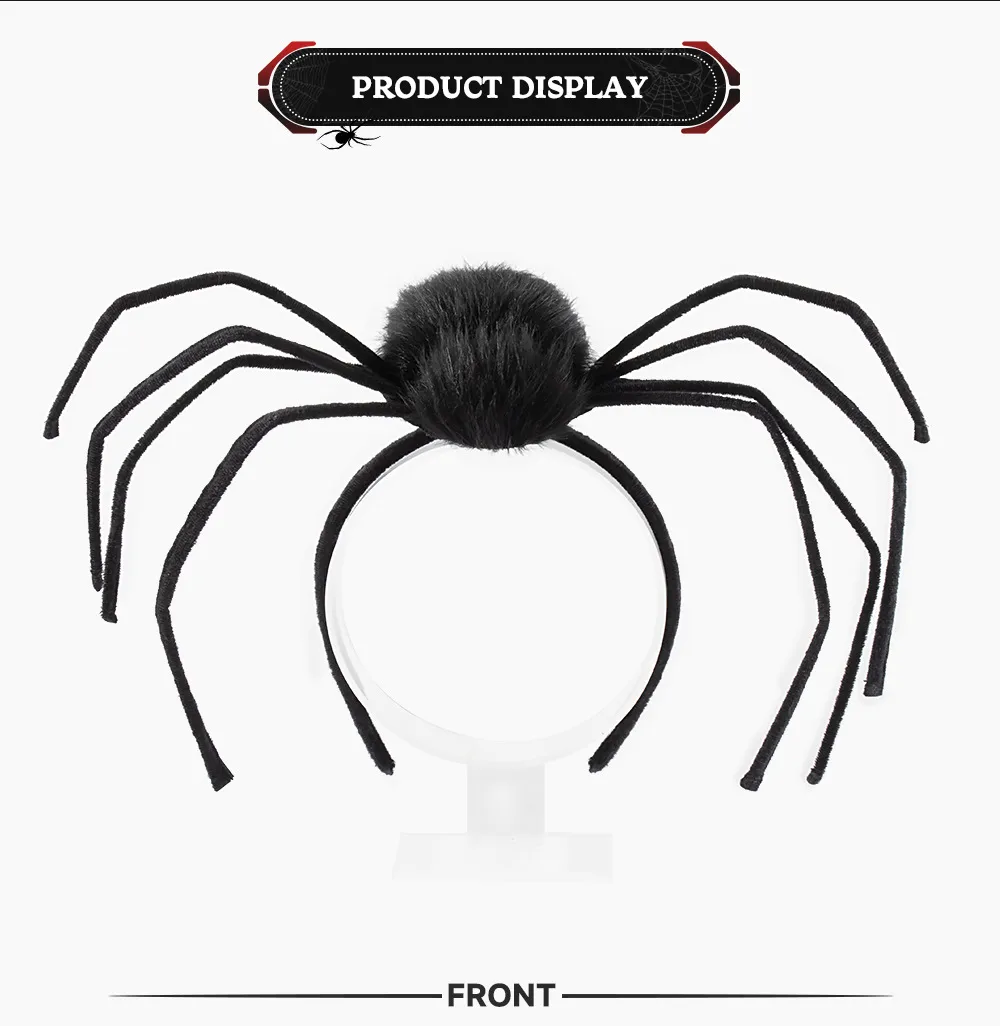 Halloween Headwear Spider Queen Costume Accessory Funny Hairband Velvet Material Festive Cosplay Item display picture 9