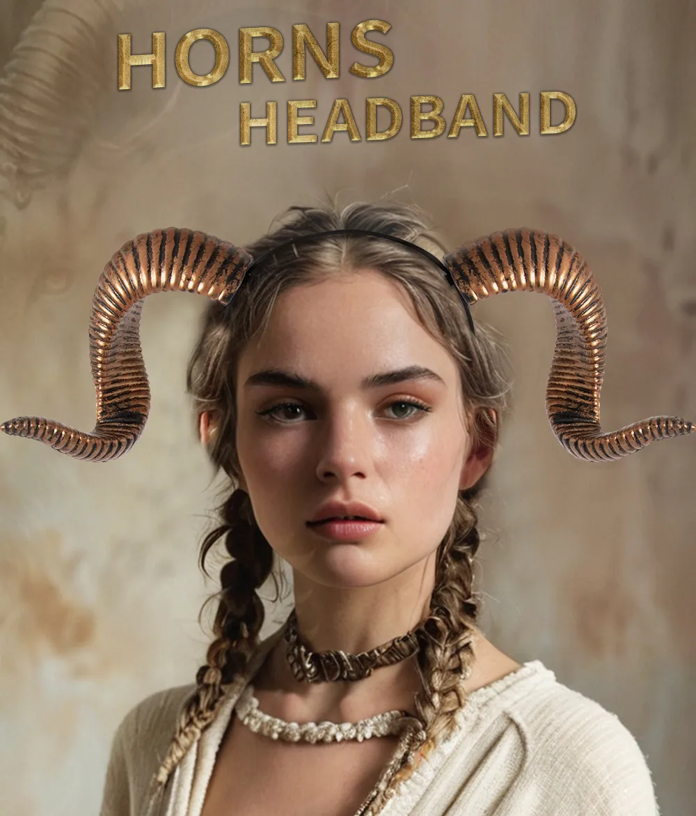 Halloween Dance Party DIY Detachable RP Bent Horn Hairband Festival Performance Headwear Accessory Handmade PU Material display picture 1