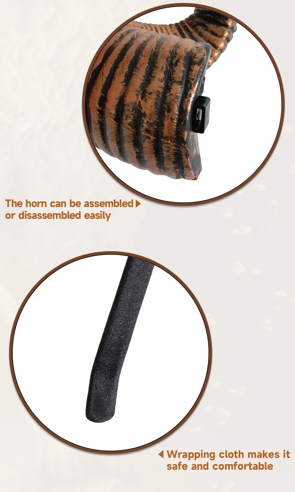 Halloween Dance Party DIY Detachable RP Bent Horn Hairband Festival Performance Headwear Accessory Handmade PU Material display picture 5