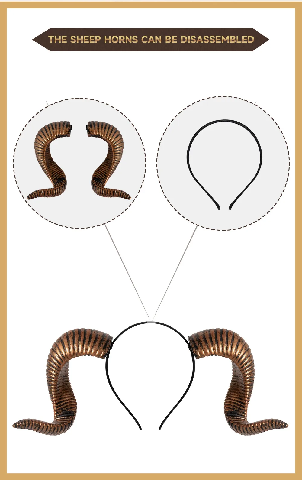 Halloween Dance Party DIY Detachable RP Bent Horn Hairband Festival Performance Headwear Accessory Handmade PU Material display picture 6