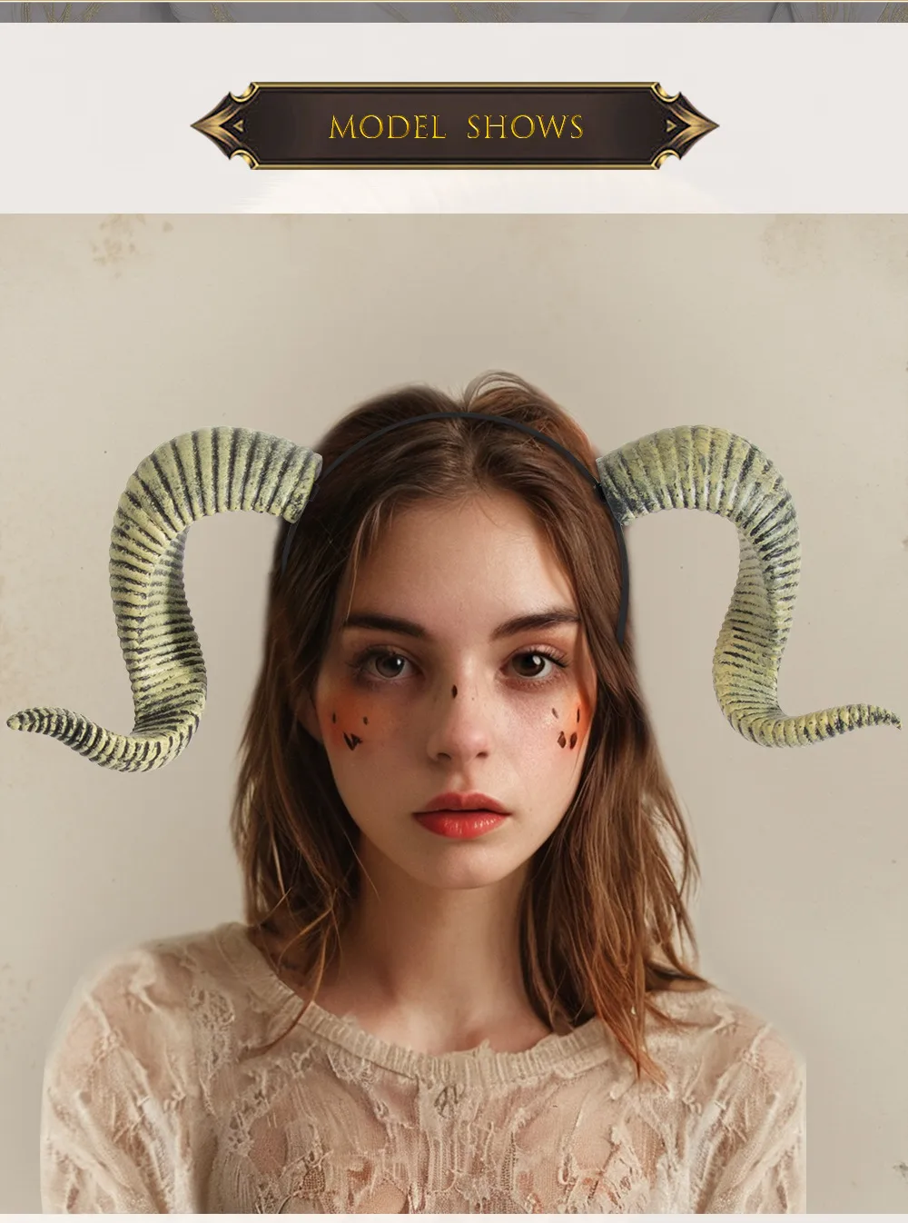 Halloween Dance Party DIY Detachable RP Bent Horn Hairband Festival Performance Headwear Accessory Handmade PU Material display picture 7