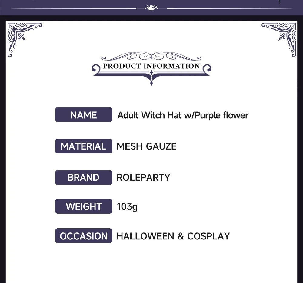 Halloween Baroque Gothic Net Witch Hat Fake Flower Queen Costume Accessory Elegant Festival Witch Hat Handmade Cloth Material display picture 2