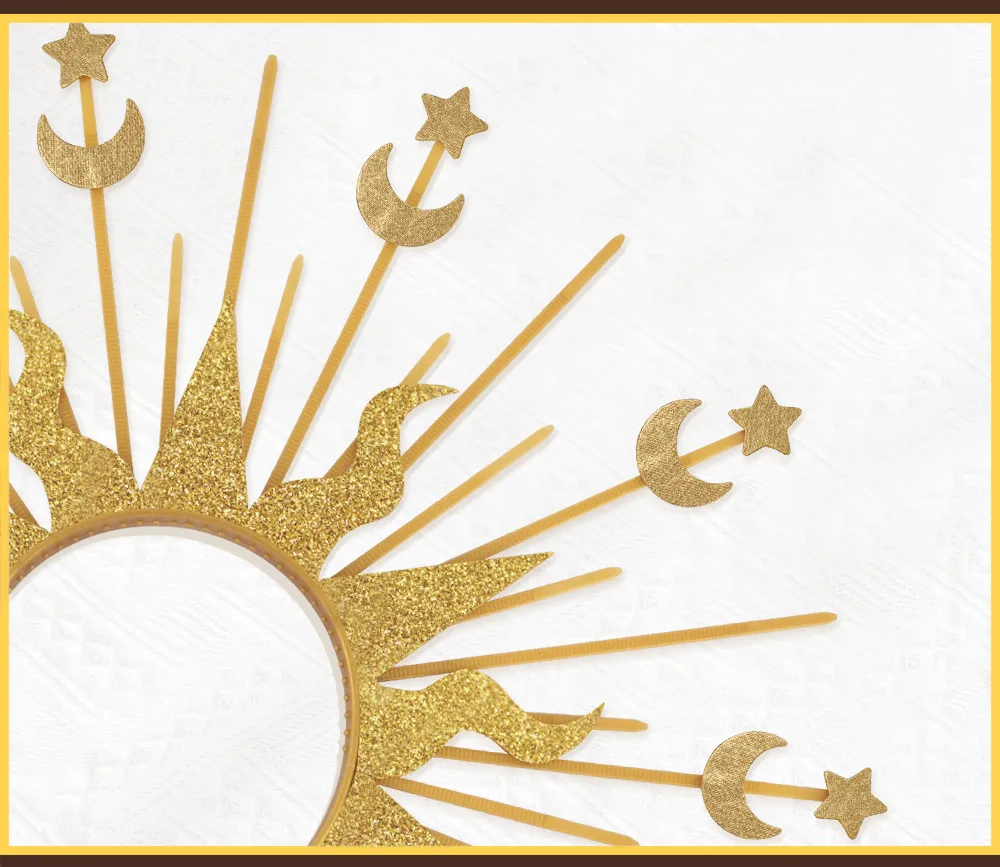 Golden Goddess Sun Moon Star Combination Hair Accessories  Style Fashion Show Role Costume Props display picture 6