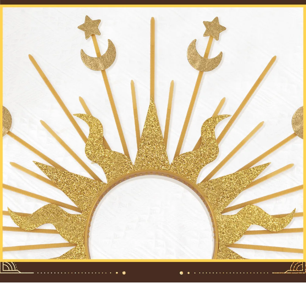 Golden Goddess Sun Moon Star Combination Hair Accessories  Style Fashion Show Role Costume Props display picture 7