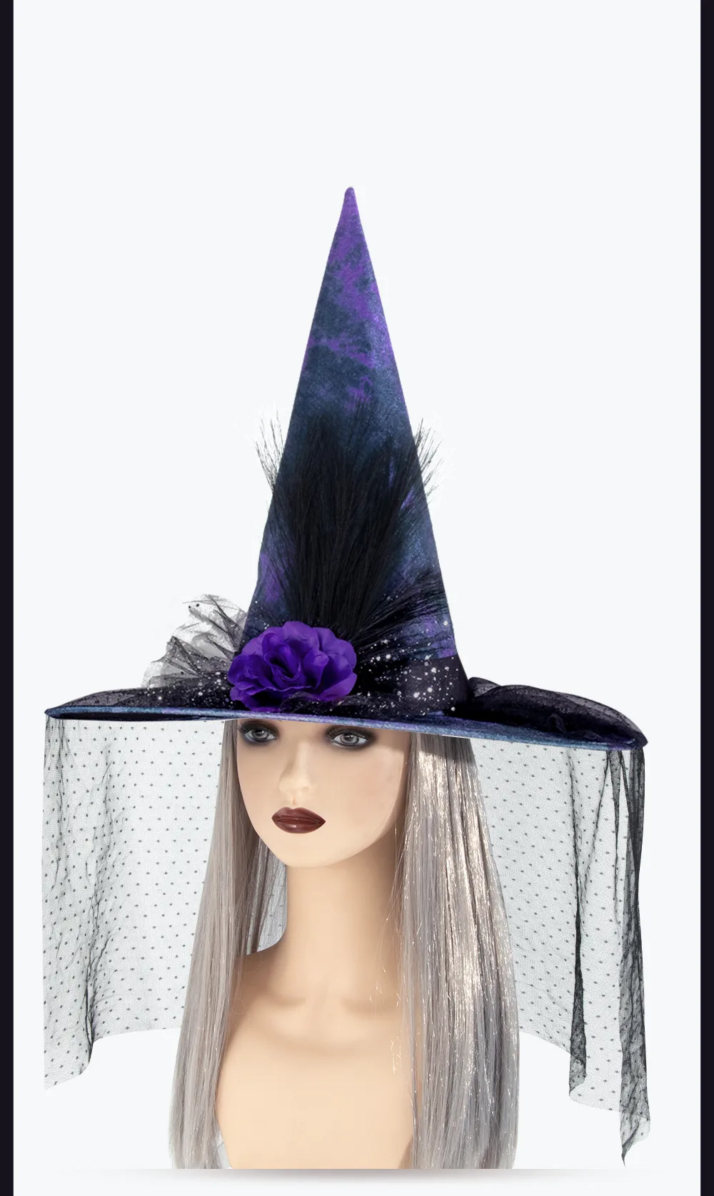 Halloween Baroque Gothic Net Witch Hat Fake Flower Queen Costume Accessory Elegant Festival Witch Hat Handmade Cloth Material display picture 10