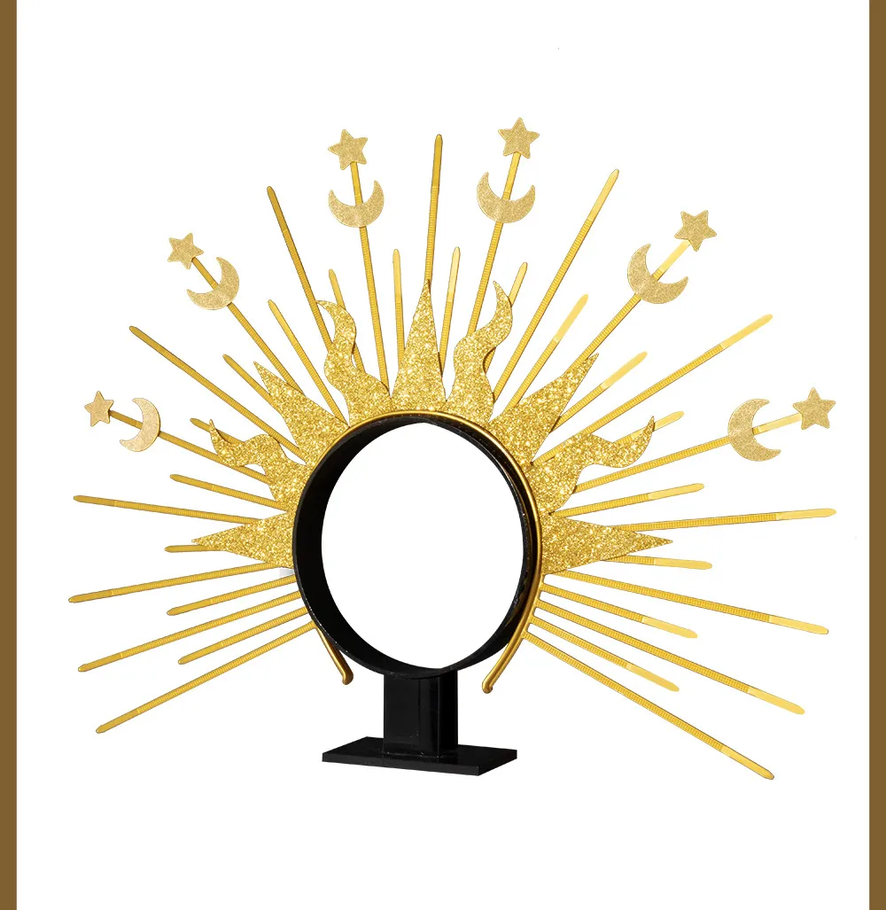 Golden Goddess Sun Moon Star Combination Hair Accessories  Style Fashion Show Role Costume Props display picture 12
