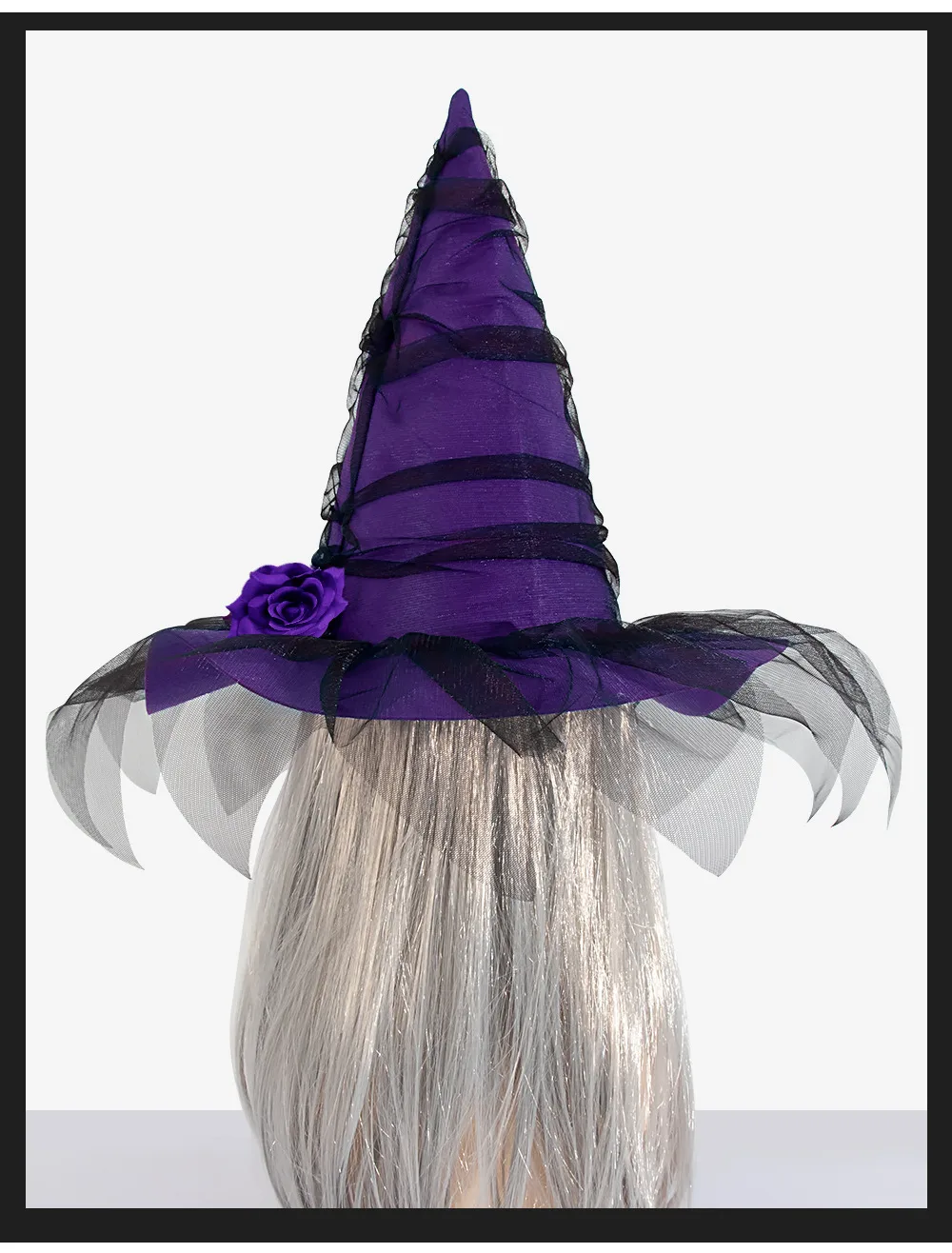 New Halloween Baroque Witch Hat With Netting Simulated Flowers Costume Accessory Gothic Queen Cosplay Women's Hat Handmade display picture 5