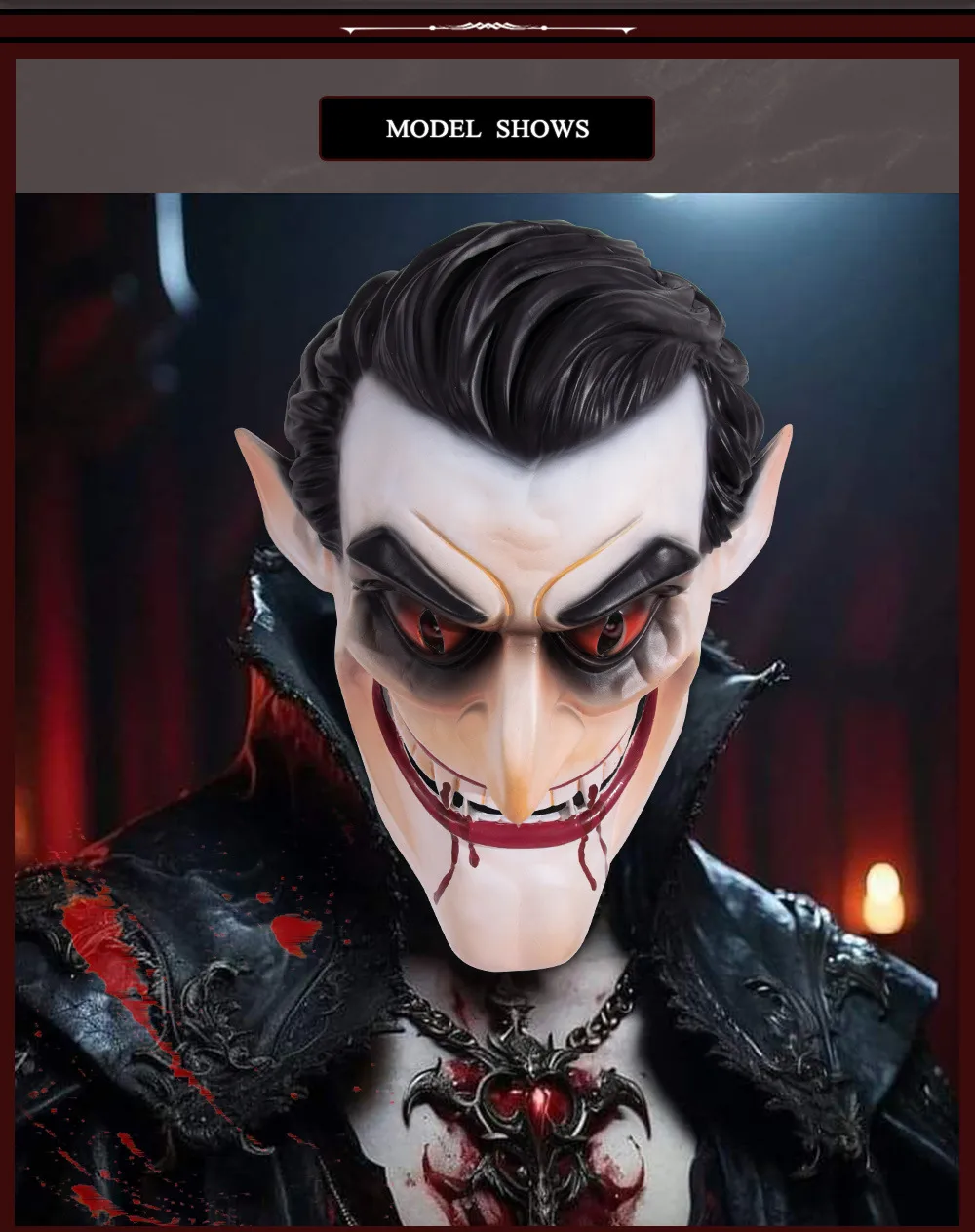 Halloween Horror Vampire Dracula Headset Stage Performance Cosplay Mask Prop Handmade Vampire Costume Accessory display picture 7