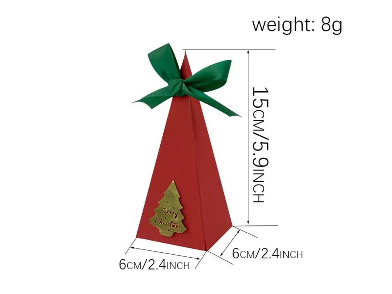 Christmas Triangle Candy Box Gold Card Wedding Sweets Packaging Paper Box Triangle Shaped Wedding Favor Container display picture 1