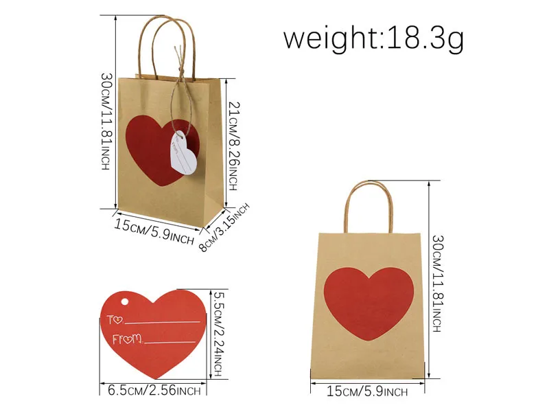 Valentine's Day Gift Bag Heart Shaped Candy Bag Paper Products Handheld Kraft Paper Bag Wedding Celebration Favor Bag display picture 1
