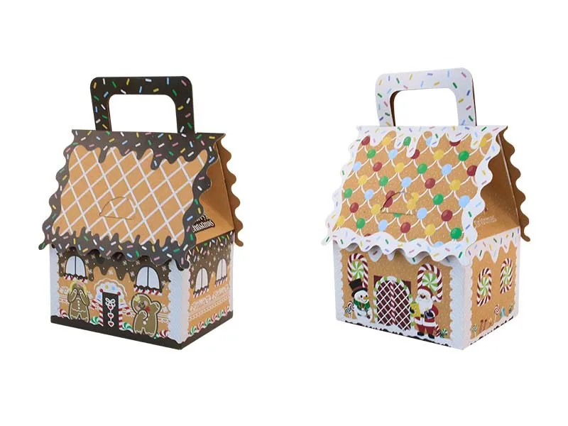 Christmas New Style Handheld Kraft Paper Candy Box Wedding Favor Sweet Sugar House Shaped Box Wedding Celebration Candy Box display picture 5