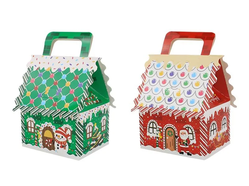 Christmas New Style Handheld Kraft Paper Candy Box Wedding Favor Sweet Sugar House Shaped Box Wedding Celebration Candy Box display picture 6