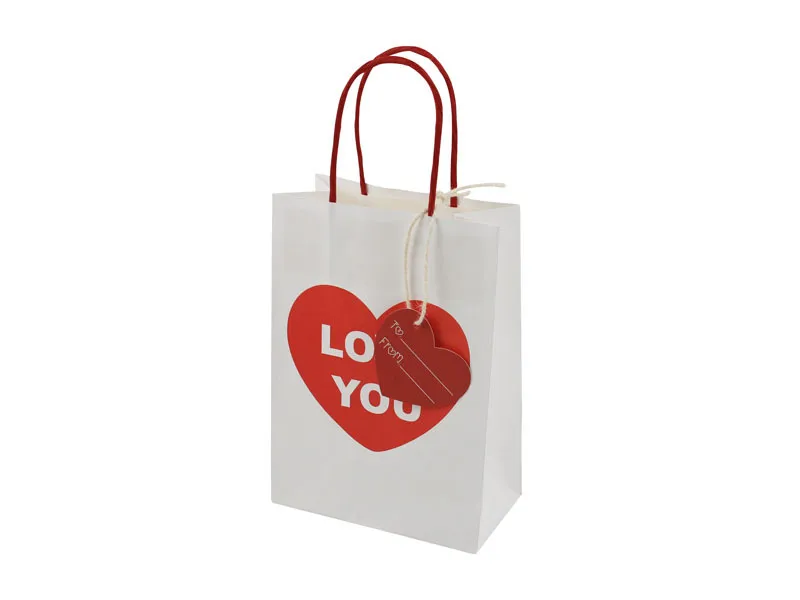 Valentine's Day Gift Bag Heart Shaped Candy Bag Paper Products Handheld Kraft Paper Bag Wedding Celebration Favor Bag display picture 4