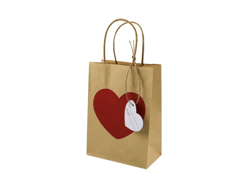 Valentine's Day Gift Bag Heart Shaped Candy Bag Paper Products Handheld Kraft Paper Bag Wedding Celebration Favor Bag display picture 5