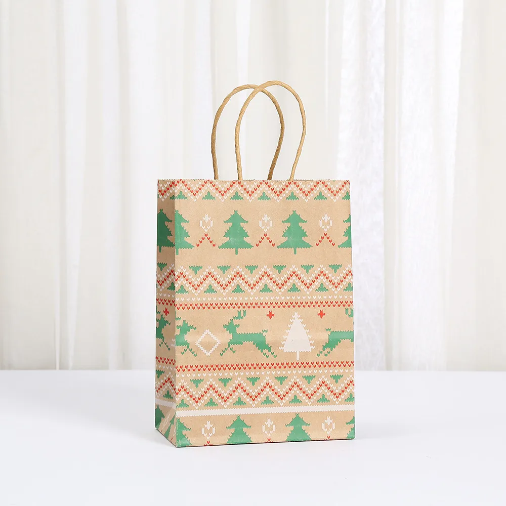 Christmas Holiday Gift Bags Convenient Handheld Shopping Packaging Bags Fashionable Kraft Paper Eco-Friendly Carry Bags display picture 4