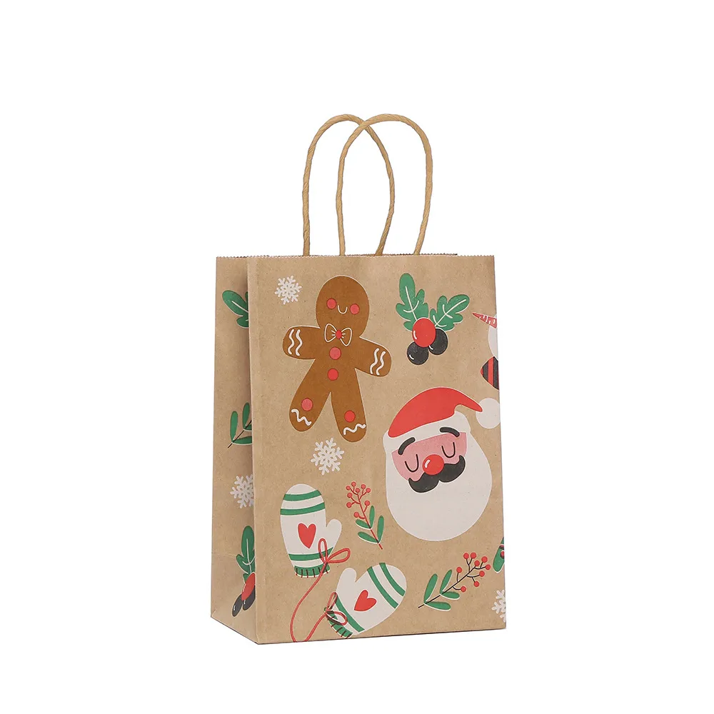 Christmas Holiday Gift Bags Convenient Handheld Shopping Packaging Bags Fashionable Kraft Paper Eco-Friendly Carry Bags display picture 10