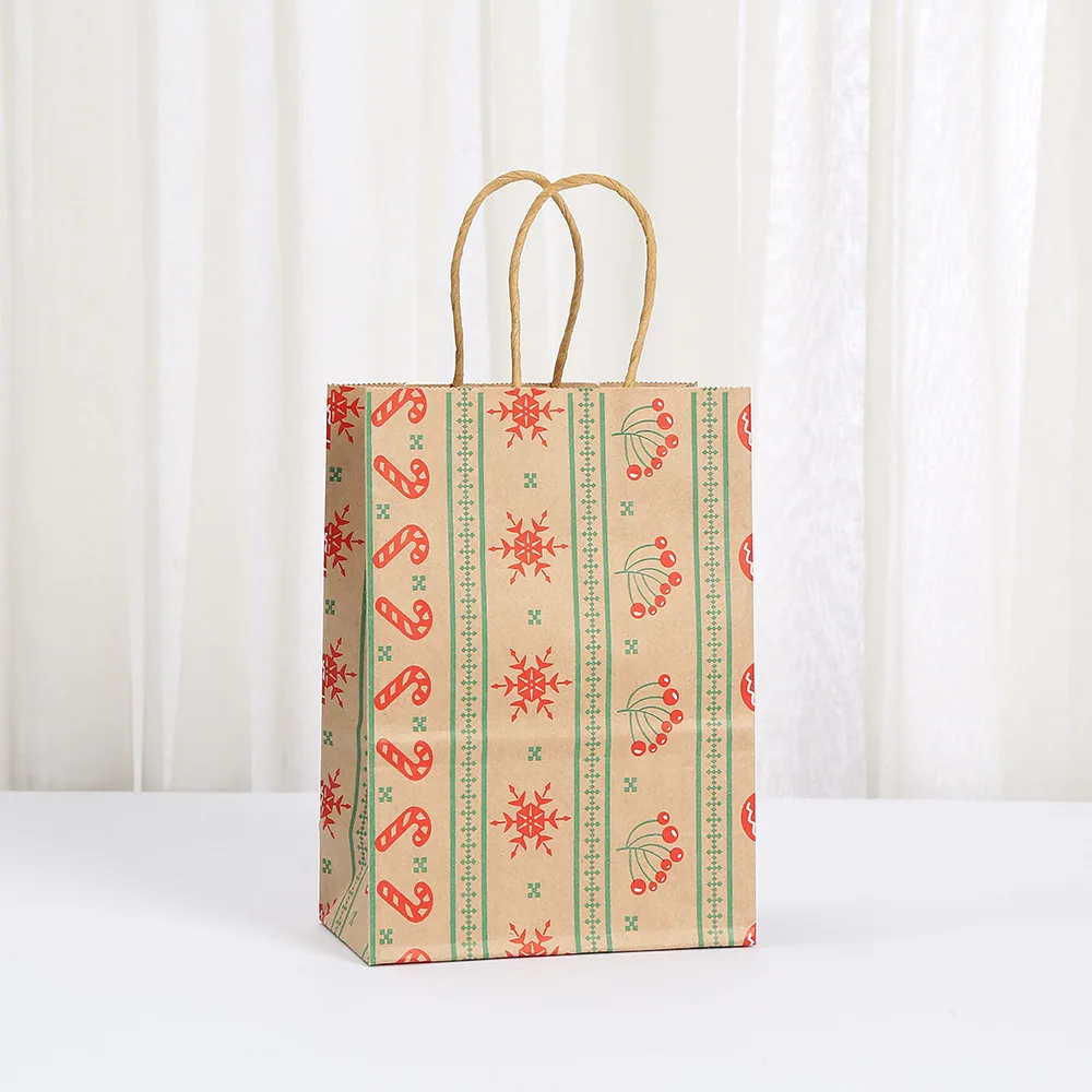 Christmas Holiday Gift Bags Convenient Handheld Shopping Packaging Bags Fashionable Kraft Paper Eco-Friendly Carry Bags display picture 6